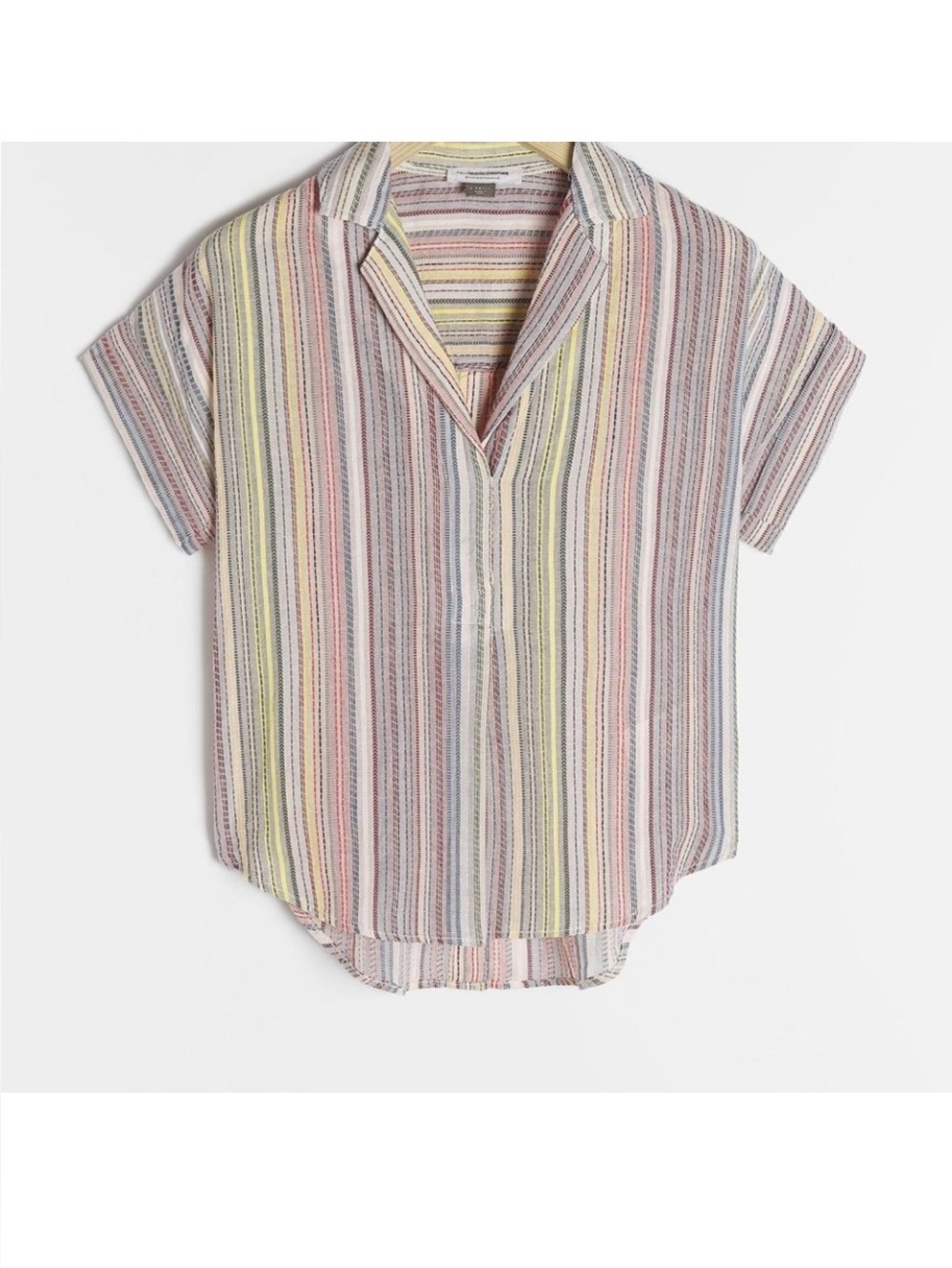 anthropologie pilcro Lightweight Multi-Stripe Short Sleeve Shirt - Pastel Stripe